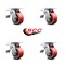 Service Caster 4 Inch Red Poly on Cast Iron Caster Set with Ball Bearing and Total Lock Brake SCC-TTL30S420-PUB-RS-4 - alternate 3